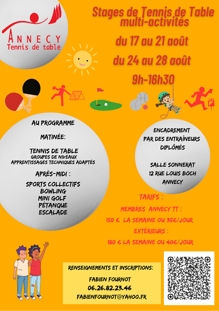 Stage d'été tennis de table Annecy